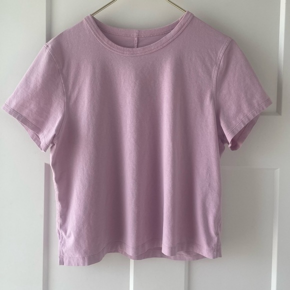 Lululemon Love Tee Cropped | Pink Soft Cotton T-Shirt Size 6 - Picture 9 of 11
